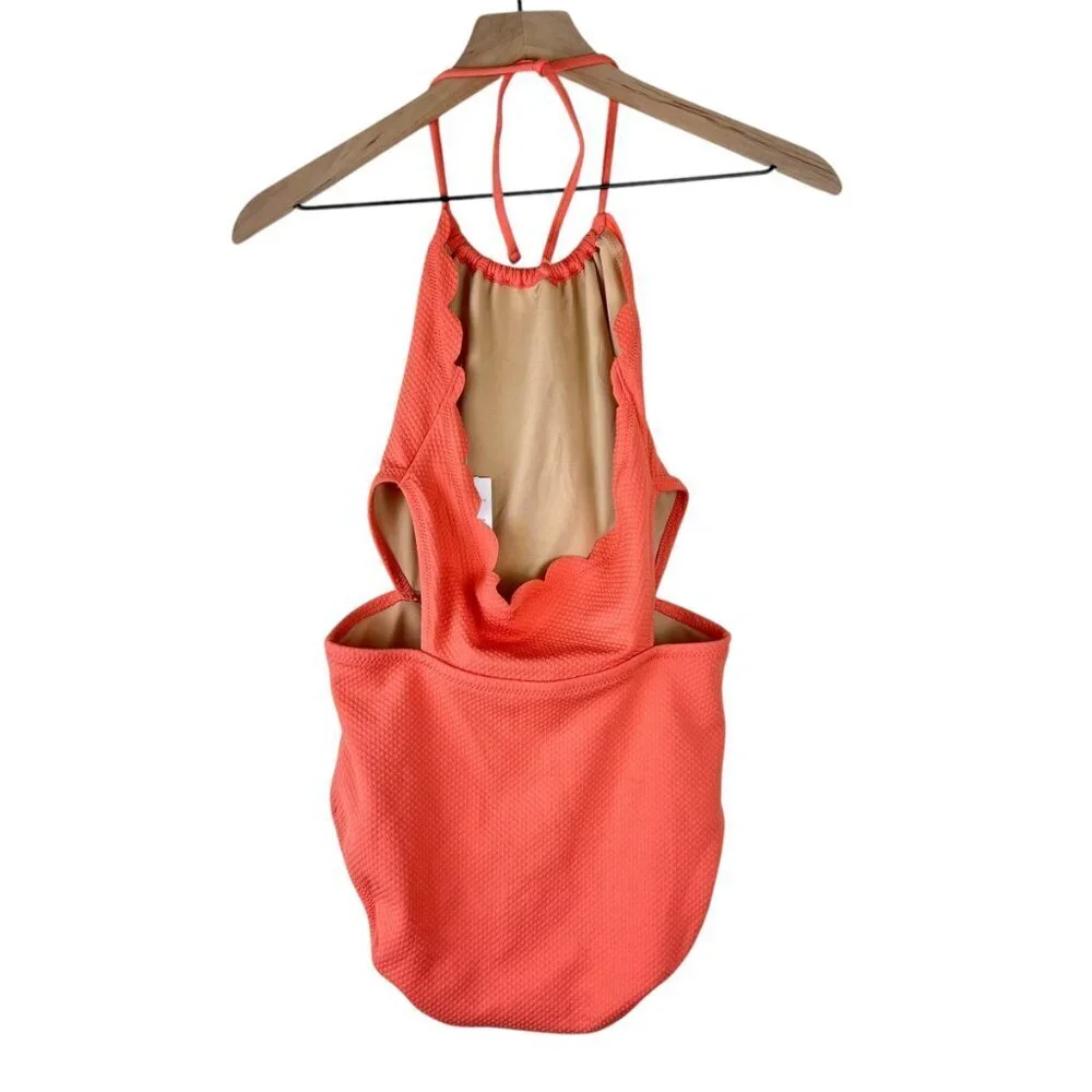 NWT Old Navy Girls Summer Peach Textured Scallop Edged Cutout Swimsuit